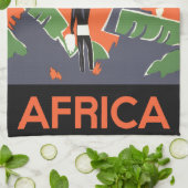 ヴィンテージアールデコ旅行,アフリカのジャングルの先住民 キッチンタオル (折り畳み)