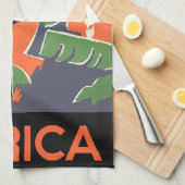 ヴィンテージアールデコ旅行,アフリカのジャングルの先住民 キッチンタオル (四つ折り)