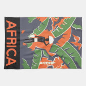 ヴィンテージアールデコ旅行,アフリカのジャングルの先住民 キッチンタオル (横)