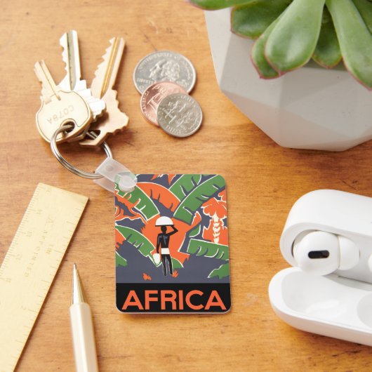 ヴィンテージアールデコ旅行，アフリカのジャングルの先住民 キーホルダー (デスク)