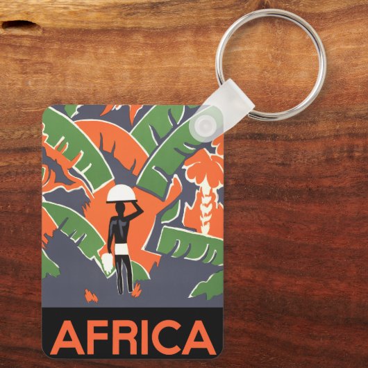 ヴィンテージアールデコ旅行，アフリカのジャングルの先住民 キーホルダー (裏面)