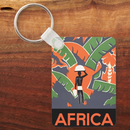 ヴィンテージアールデコ旅行，アフリカのジャングルの先住民 キーホルダー (正面)