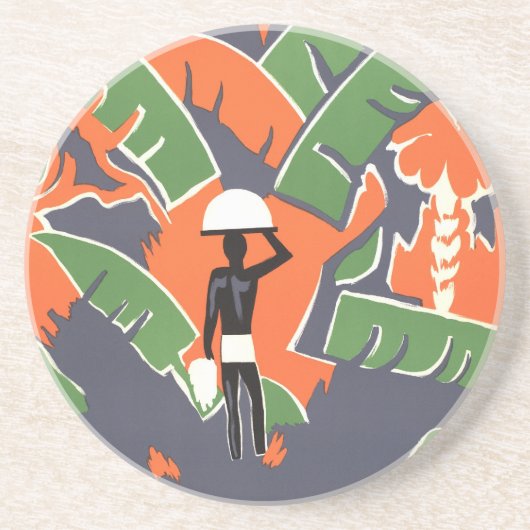 ヴィンテージアールデコ旅行,アフリカのジャングルの先住民 コースター (正面)