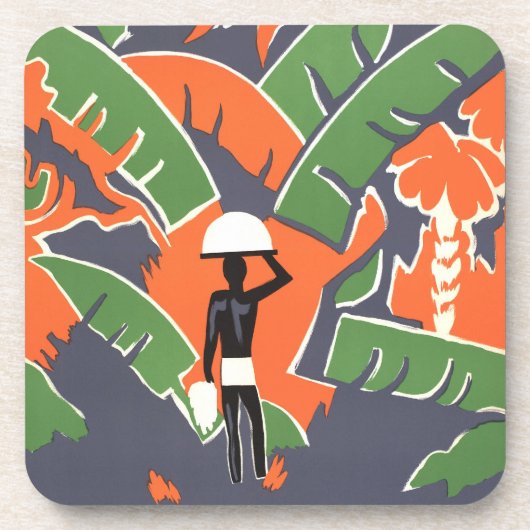 ヴィンテージアールデコ旅行,アフリカのジャングルの先住民 コースター (正面)