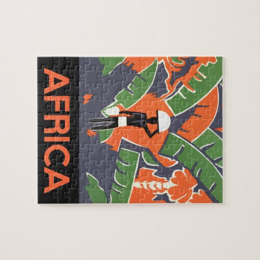 ヴィンテージアールデコ旅行，アフリカのジャングルの先住民 ジグソーパズル (横)