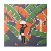 ヴィンテージアールデコ旅行，アフリカのジャングルの先住民 タイル (正面)