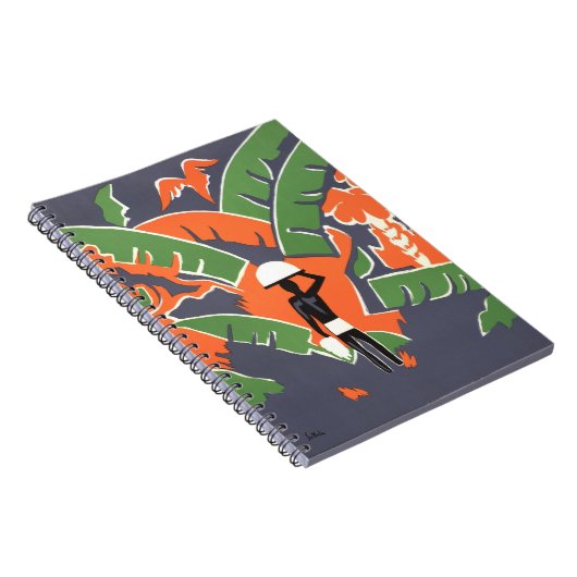 ヴィンテージアールデコ旅行,アフリカのジャングルの先住民 ノートブック (右側)