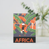 ヴィンテージアールデコ旅行，アフリカのジャングルの先住民 ポストカード (スタンド正面)