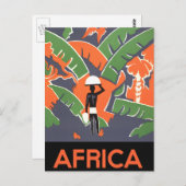 ヴィンテージアールデコ旅行，アフリカのジャングルの先住民 ポストカード (正面/裏面)