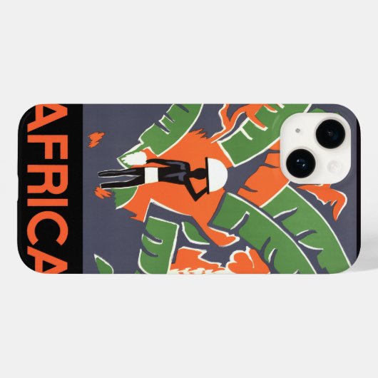 ヴィンテージアールデコ旅行，アフリカのジャングルの先住民 Case-Mate iPhoneケース (裏面 (横))