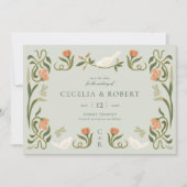 ヴィンテージアールデコ日付カードの保存 招待状 (正面)