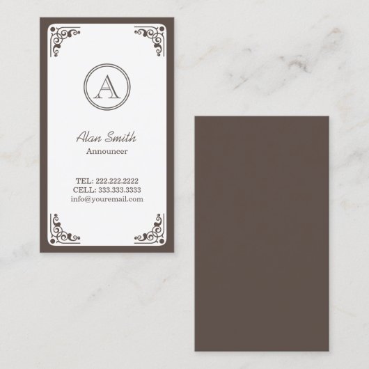 ヴィンテージアールデコ枠アナウンサー 名刺 (正面/裏面)