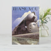 ヴィンテージアールデコ機関車テンプレート サンキューカード (スタンド正面)