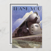 ヴィンテージアールデコ機関車テンプレート サンキューカード (正面/裏面)