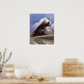 ヴィンテージアールデコ機関車列車Ad ポスター (キッチン)