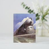 ヴィンテージアールデコ機関車列車Ad ポストカード (スタンド正面)