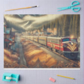 ヴィンテージアールデコ水彩列車 薄葉紙 (クラフト)