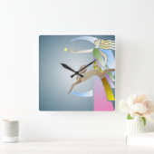 ヴィンテージアールデコ犬壁時計付き女性 スクエア壁時計 (ホーム)