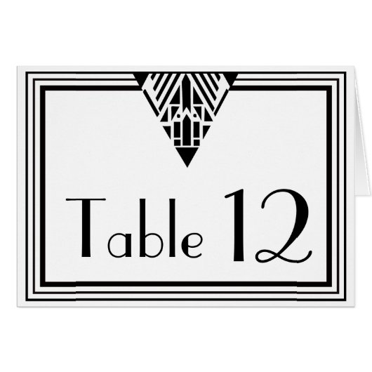 ヴィンテージアールデコ白黒フレーム#1テーブル番号 (正面横)