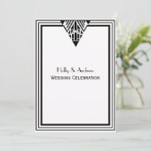 ヴィンテージアールデコ白黒フレーム#1 結婚 V 招待状 (スタンド正面)