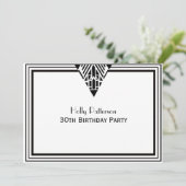 ヴィンテージアールデコ白黒フレーム#1 H誕生日 招待状 (スタンド正面)