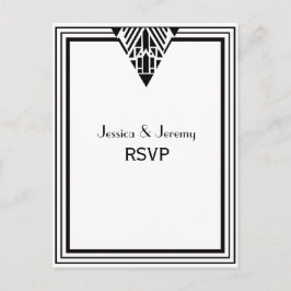 ヴィンテージアールデコ白黒フレーム#1 RSVP 1 インビテーションポストカード