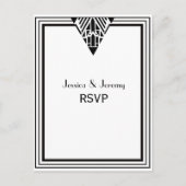 ヴィンテージアールデコ白黒フレーム#1 RSVP 1 インビテーションポストカード (正面)