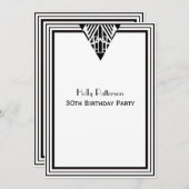 ヴィンテージアールデコ白黒フレーム#1 V誕生日 招待状 (正面/裏面)