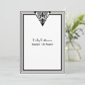 ヴィンテージアールデコ白黒フレーム#1 V Sweet 16 招待状 (スタンド正面)