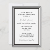 ヴィンテージアールデコ白黒フレーム#1 V Sweet 16 招待状 (裏面)