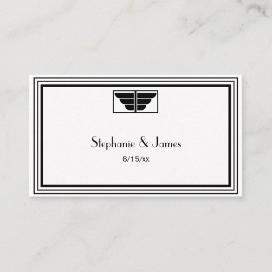 ヴィンテージアールデコ白黒フレーム#2護衛カード プレイスカード (正面)