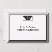 ヴィンテージアールデコ白黒フレーム#2 結婚 H 招待状 (正面)