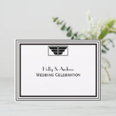 ヴィンテージアールデコ白黒フレーム#2 結婚 H 招待状 (スタンド正面)