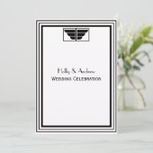 ヴィンテージアールデコ白黒フレーム#2 結婚 V 招待状 (スタンド正面)