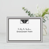 ヴィンテージアールデコ白黒フレーム#2 H婚約 招待状 (スタンド正面)