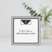ヴィンテージアールデコ白黒フレーム#2 SQ誕生日 招待状 (スタンド正面)