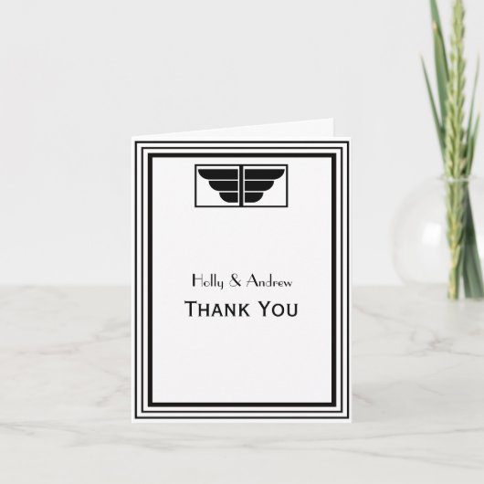 ヴィンテージアールデコ白黒フレーム#2 vありがとう サンキューカード (正面)