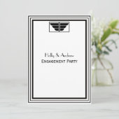 ヴィンテージアールデコ白黒フレーム#2 V婚約 招待状 (スタンド正面)