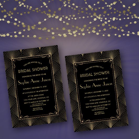 ヴィンテージアールデコ素晴らしギャツビーブライダルシャワー招待状 招待状