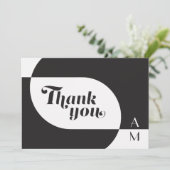 ヴィンテージアールデコ結婚の白黒サンキューカー サンキューカード (スタンド正面)