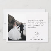 ヴィンテージアールデコ結婚の白黒サンキューカー サンキューカード (裏面)