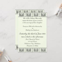 ヴィンテージアールデコ結婚の花 招待状