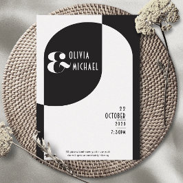 ヴィンテージアールデコ結婚ズホワイトブラック招待状 招待状