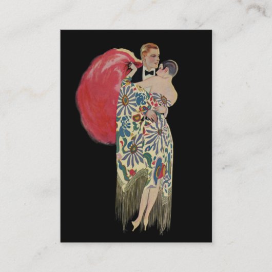 ヴィンテージアールデコ結婚ズ，新婚ラバーズ踊り 名刺 (正面)