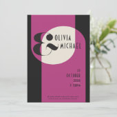 ヴィンテージアールデコ結婚ブラックマゼンタ招待状 招待状 (スタンド正面)