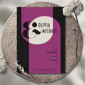 ヴィンテージアールデコ結婚ブラックマゼンタ招待状 招待状