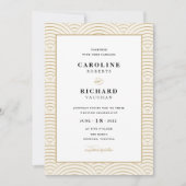 ヴィンテージアールデコ結婚式招待状アイボリー金ゴールド 招待状 (正面)