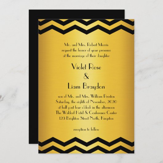 ヴィンテージアールデコ結婚式招待状 招待状 (正面/裏面)