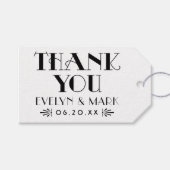 ヴィンテージアールデコ結婚白黒サンキュー ギフトタグ (正面(横))