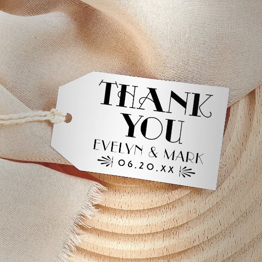 ヴィンテージアールデコ結婚白黒サンキュー ギフトタグ